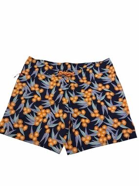 Patagonia Navy Floral Swim Shorts with Coral and Light Blue Print